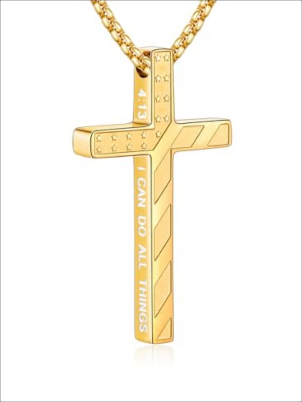 Mens Stainless Steel Cross Necklace 20 Inch Box Chain Faith Gift